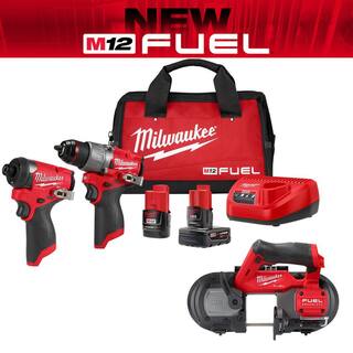 MW M12 FUEL 12-Volt Lithium-Ion Brushless Cordless Hammer DrillImpact Driver Combo Kit (2-Tool) with Sub Compact Band Saw 3497-22-2529-20