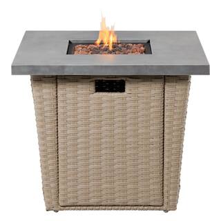 Hampton Bay Haymont 29.92 in. x 25 in. Square Steel Propane Gas Gray Fire Pit FHWS80105