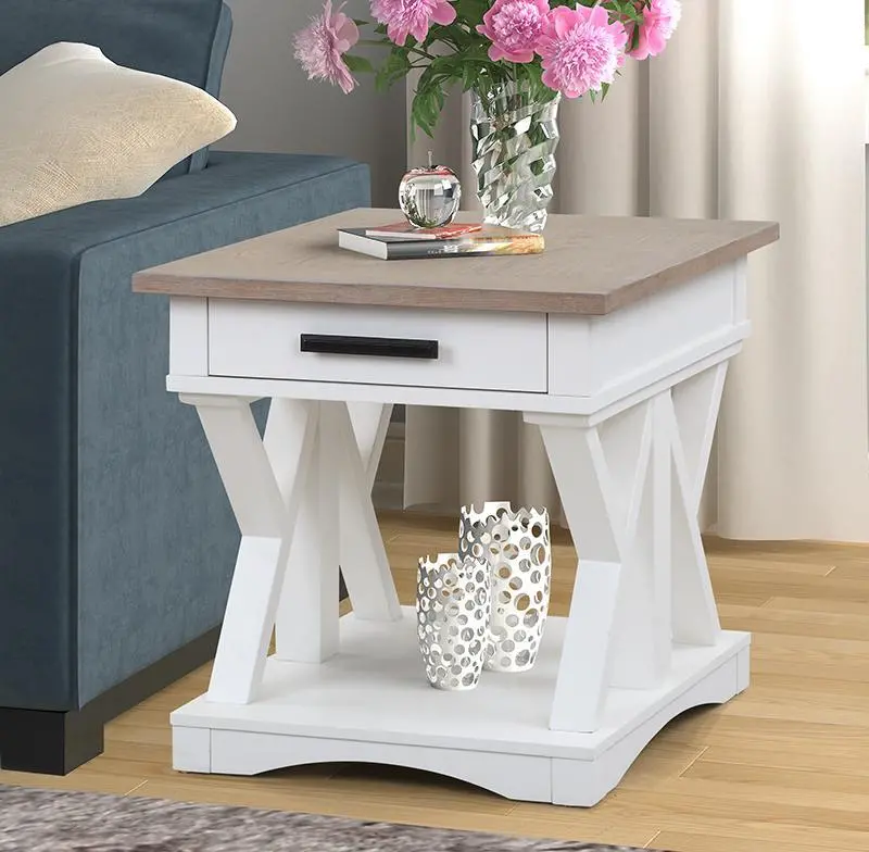 Amy Cotton White End Table