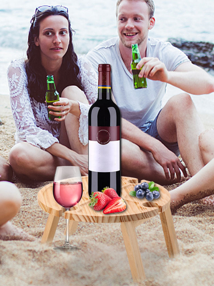 Firlar Wooden Picnic Table Picnic Wine Glass Holder