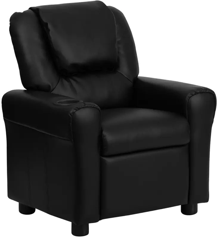 Mini Me Kids Black Recliner with Cup Holder