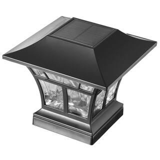 Hampton Bay Solar Matte Black Integrated LED 4 in. x 4 in. or 6 in. x 6 in. Deck Post Light 84045