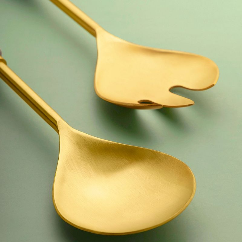 GAURI KOHLI Araliya Marble and Gold Salad Servers， Set of 2