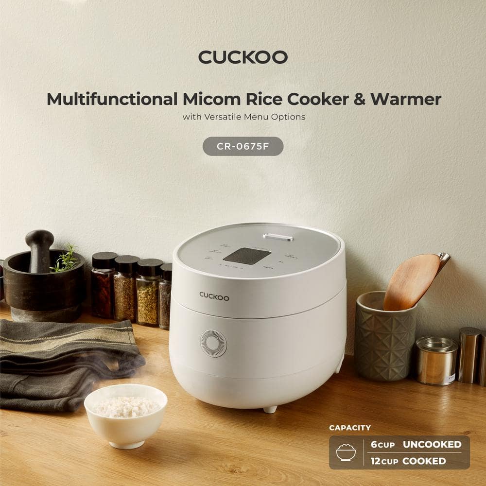 Cuckoo 6-Cup White Micom Rice Cooker 13-Menu Options CR-0675F