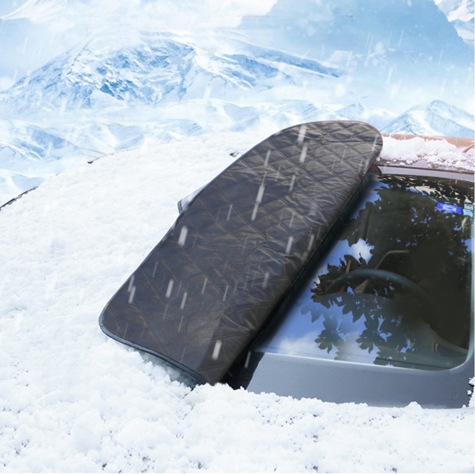 CGACOL Car Windshield Snow Cover Windshield Winter Cover Large 5 Layers Thickness Snow Protector Covers Sun Shade with Side Mirrors Cover for Snow Ice Sun Frost Protection， 63