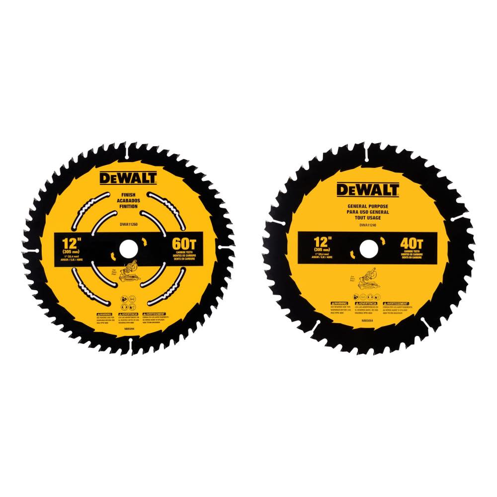 DW 12 40T and 60T Circular Saw Blades 2pk ;