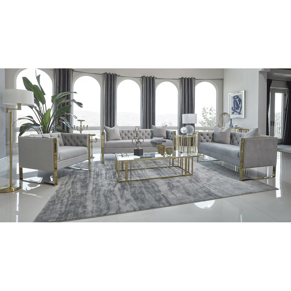 Coaster Furniture Eastbrook Grey Tufted Back Living Room Set