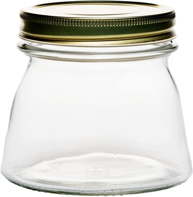 Amici Home Cantania Canning Jar Airtight Italian Made Clear Food Storage Jar With Golden Lid Set Of 4 Jars 54 35 27 And 18 ounce