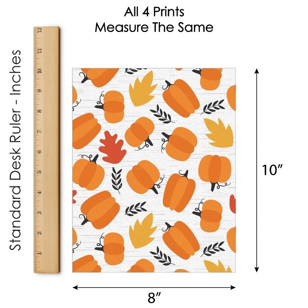 Big Dot Of Happiness Fall Pumpkin Unframed Autumn Halloween And Thanksgiving Linen Paper Wall Art Set Of 4 Artisms 8 X 10 Inches