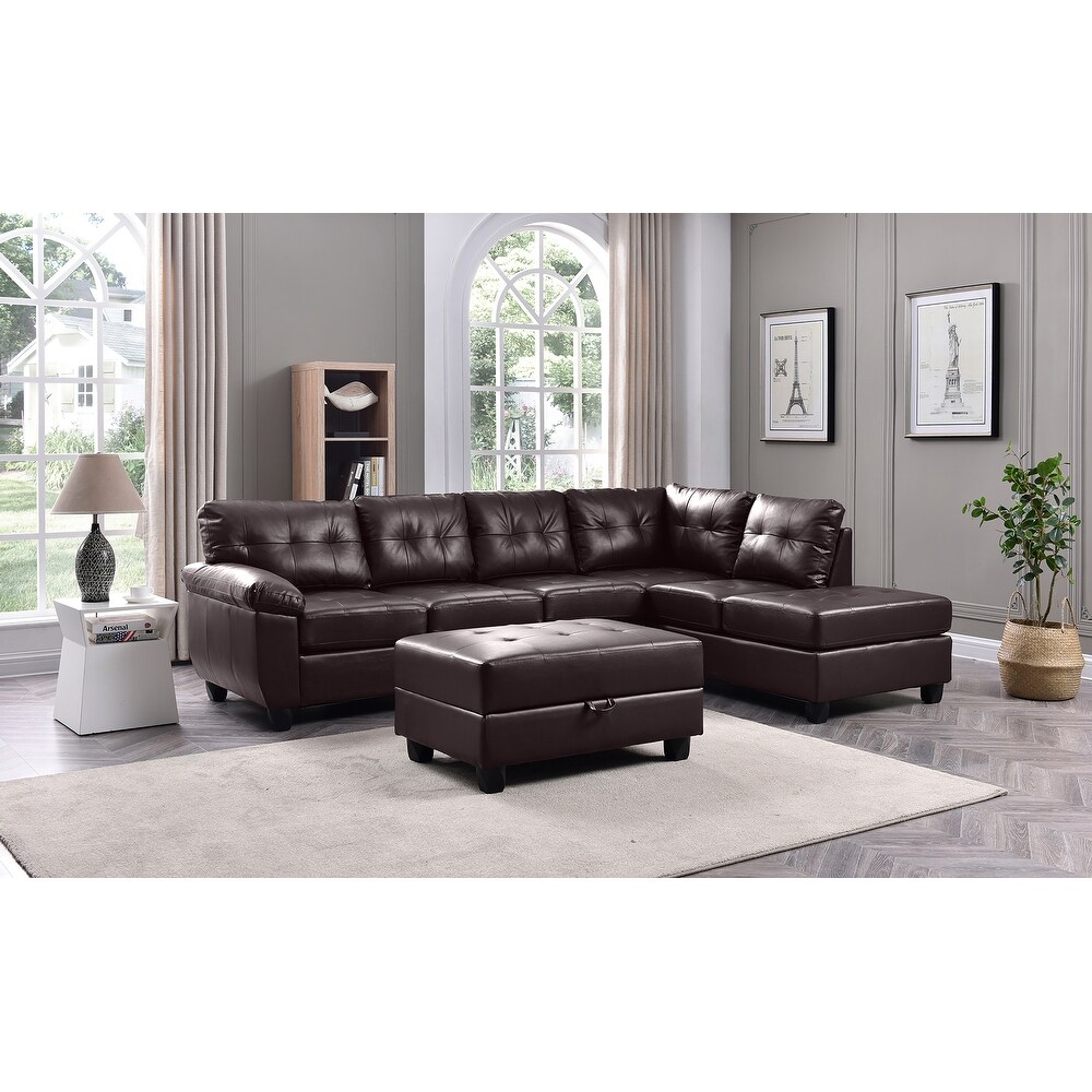 Gallant 111 in. W 2 piece Faux Leather L Shape Sectional Sofa   78\