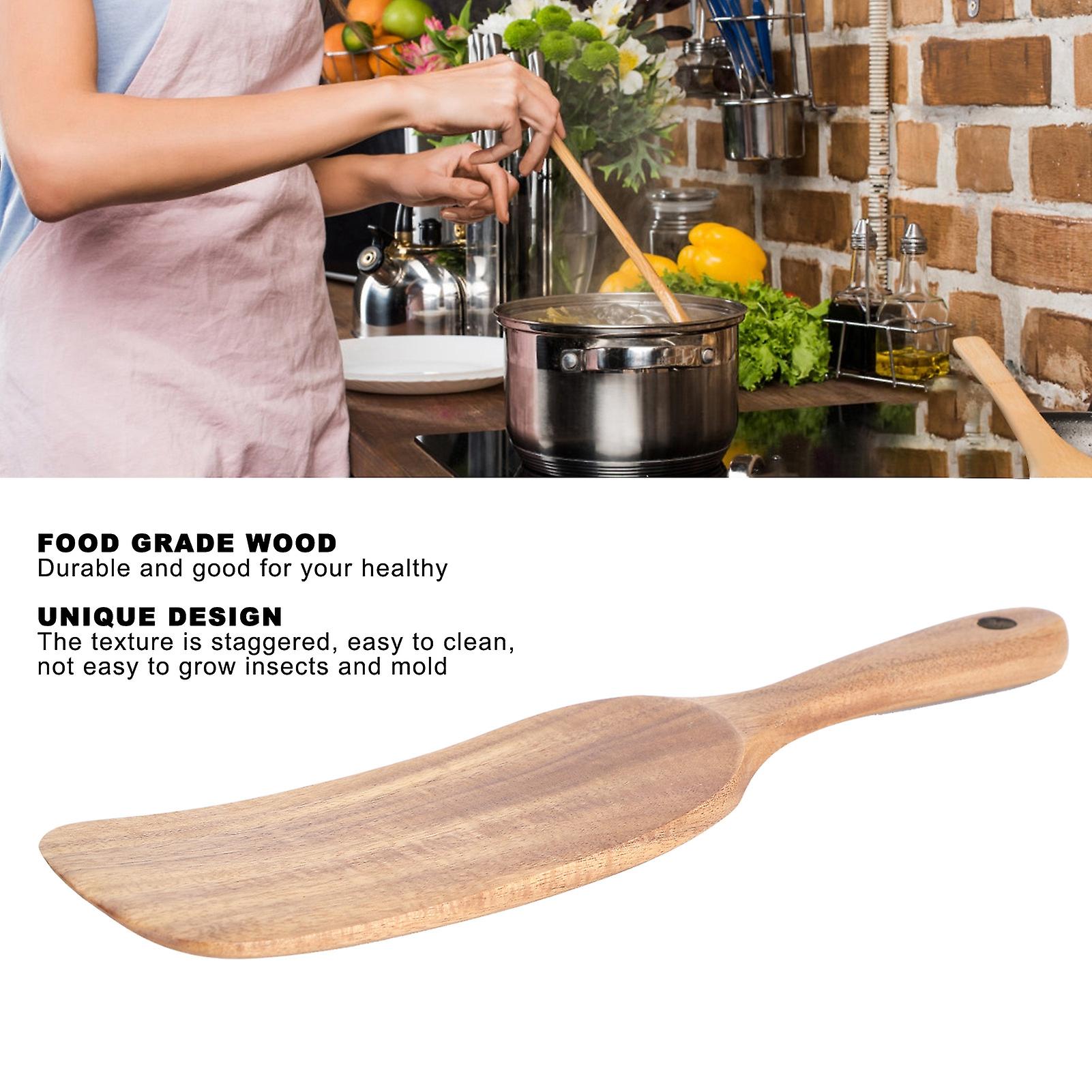 Wooden Cooking Spoons， Non-stick Teak Spatula Heat Resistant Frying Shovel Cookware Utensils For Scooping， Spreading， Whisking Food[b]