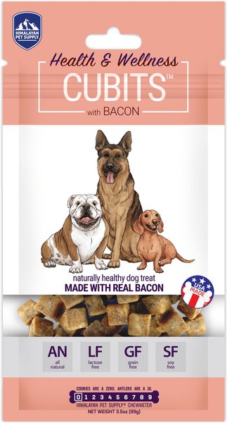 Himalayan Pet Supply Cubits Bacon Dog Treats， 4-oz bag