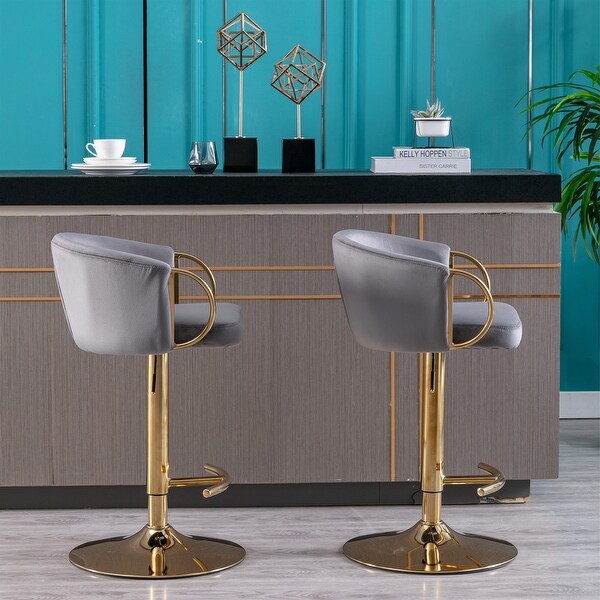 Bar Stools Swivel Height Adjustable Velvet Bar Stool (Set of 2) - 20.47