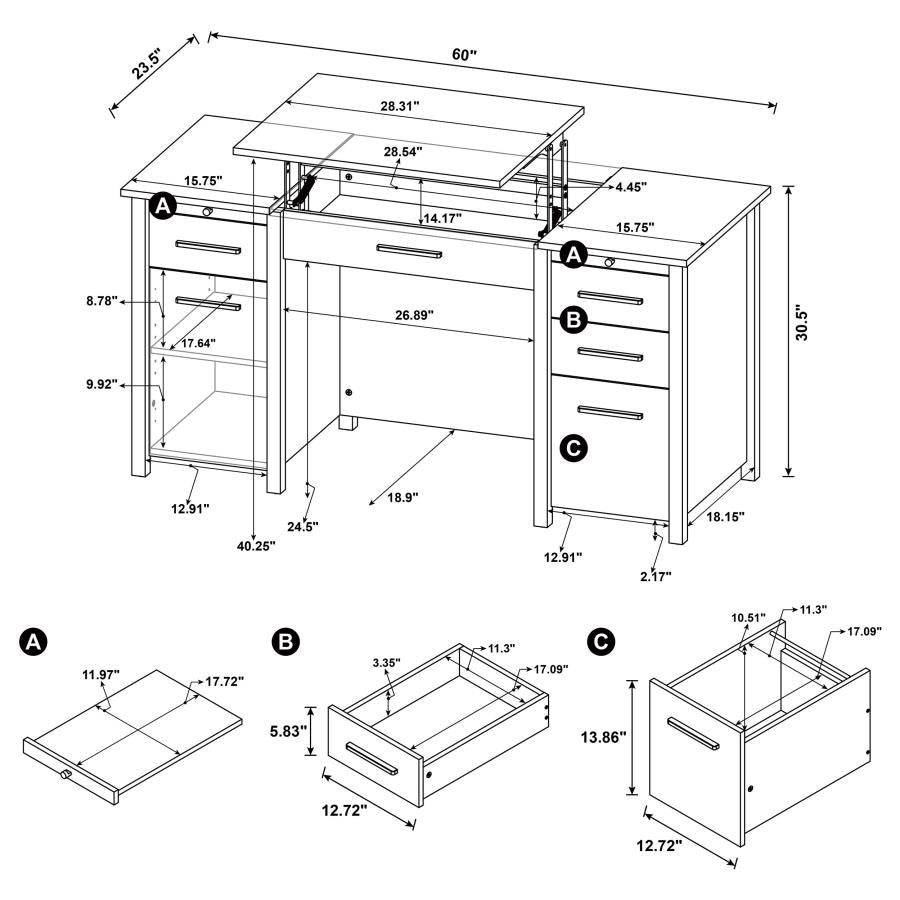 Dylan 4-Drawer Lift Top Office Desk-801576