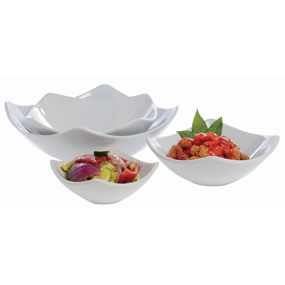 American Metalcraft Squond Serving Bowl  20 oz Square White Ceramic， SQND7