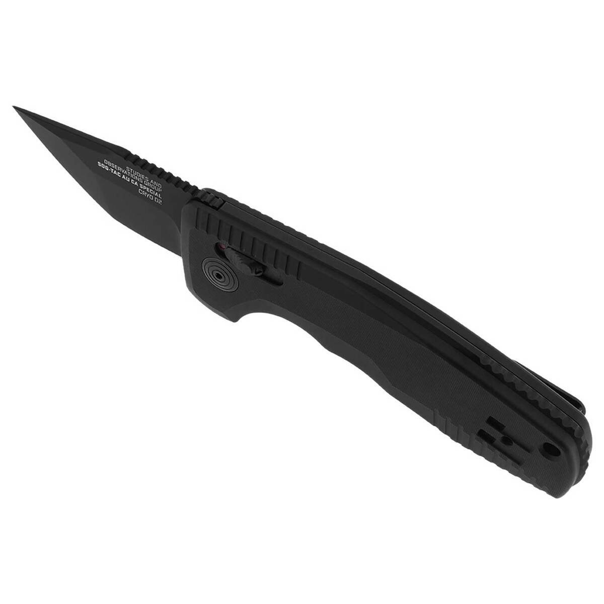 SOGTAC AU Compact 1.96 inch Tanto Plain Edge Automatic Knife  CA Special Black