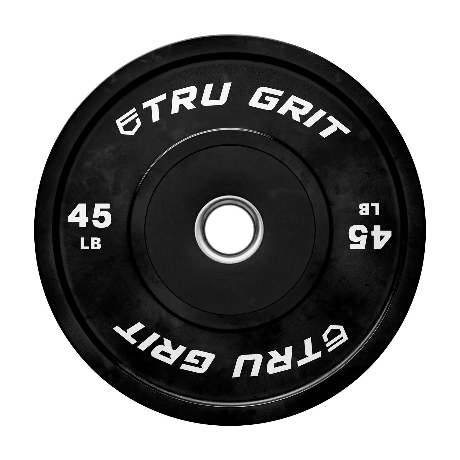 Tru Grit Fitness 45 lb Black Olympic Bumper Plate Pair Weight Set