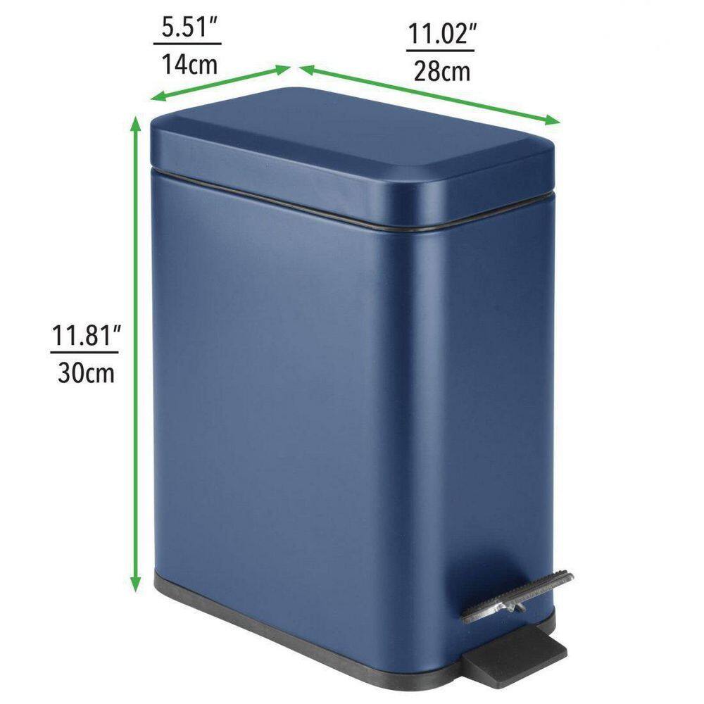 Dracelo 1.3 Gal. Bathroom Small Metal Lidded Step Trash Can with Removable Liner Bucket in Blue B091BC3BP8