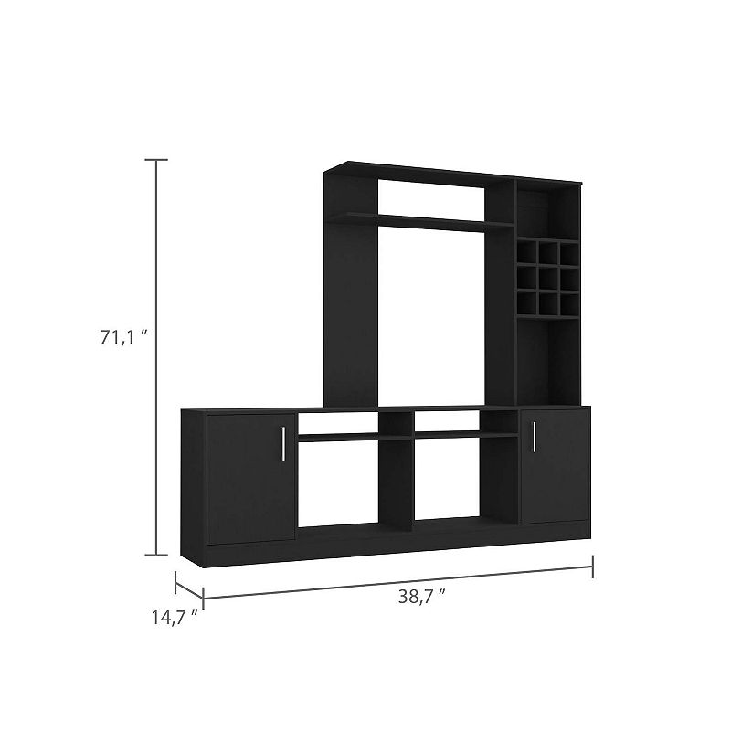 Vibrant Entertainment Center For TV▽s up 78， Double Doors Cabinet， Storage Spaces， Six External Shelves