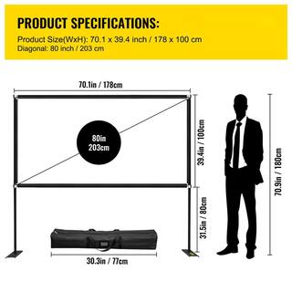 VEVOR 80 in. Outdoor Projector Screen with Stand Portable Movie Screen Projector Screen for Office Home Theater Use DSTPMYC80IEWVK6U9V0