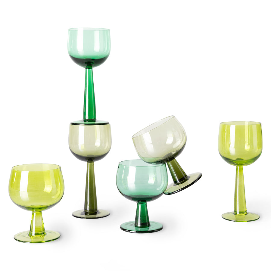 The Emeralds - Lime green wine glass low (set of 4)