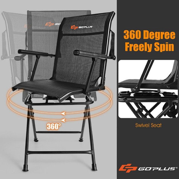 Costway Swivel Hunting Chair Foldable Mesh Chair W Armrests For Outdoor Activities