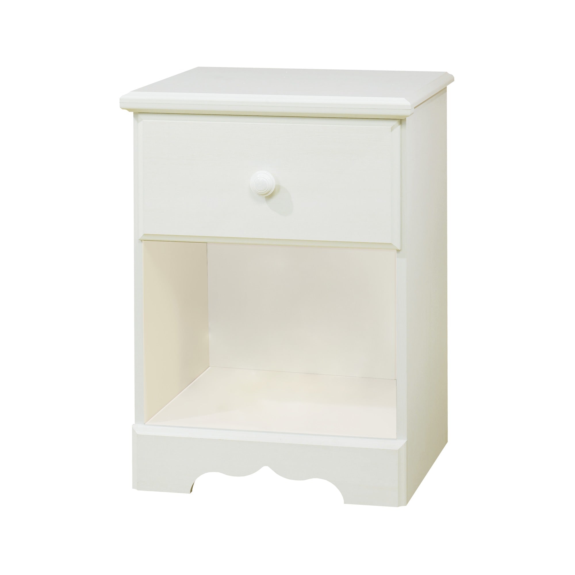 South Shore Summer Breeze Coastal 1-Drawer Nightstand with Storage, White Wash