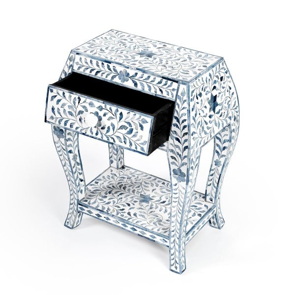 Offex Trubadur Blue and White Bone Inlay Side Table - 19