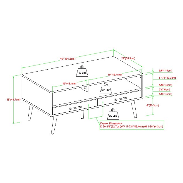 Modern 2 Drawer Storage Coffee Table Saracina Home