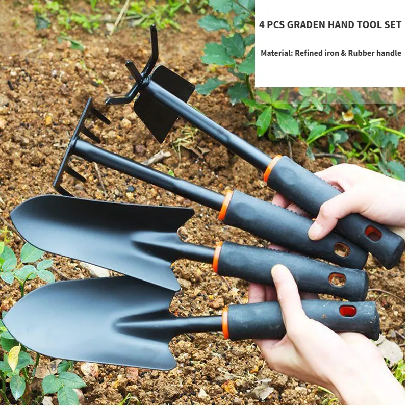 High Quality 4 Piece Steel Trowel Garden Hoe Hand Digging Tool Set