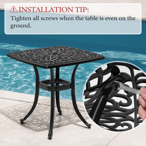 Outdoor Cast Aluminum Side Table Small Patio Coffee Table