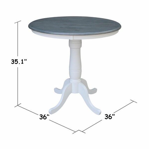 36 in. Round Top 35.1 in. H Pedestal Counter Height Dining Table - White/Heather Gray