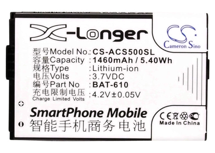 Acer Cloud Mobile CloudMobile S500 S500 Replacement Battery BatteryClerkcom Mobile Phone