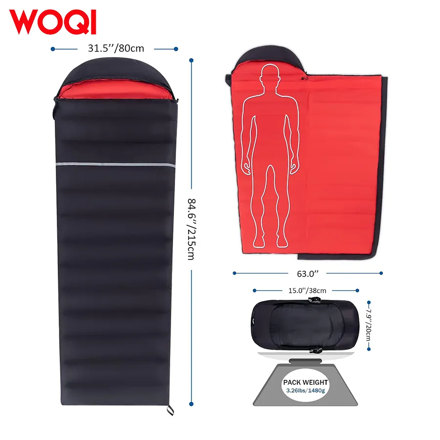 WOQI adult 600 filled down sleeping bag  super light sleeping bag in cold weather  suitable for backpacking  camping  and hiking