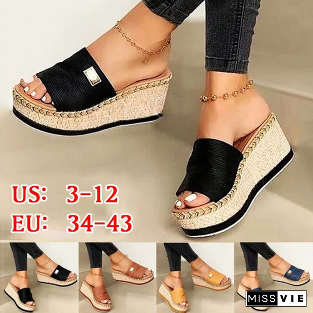 Summer Women Wedge Slippers Platform Flip Flops Soft Comfortable New Casual Shoes Outdoor Beach Sandals Ladies Slides