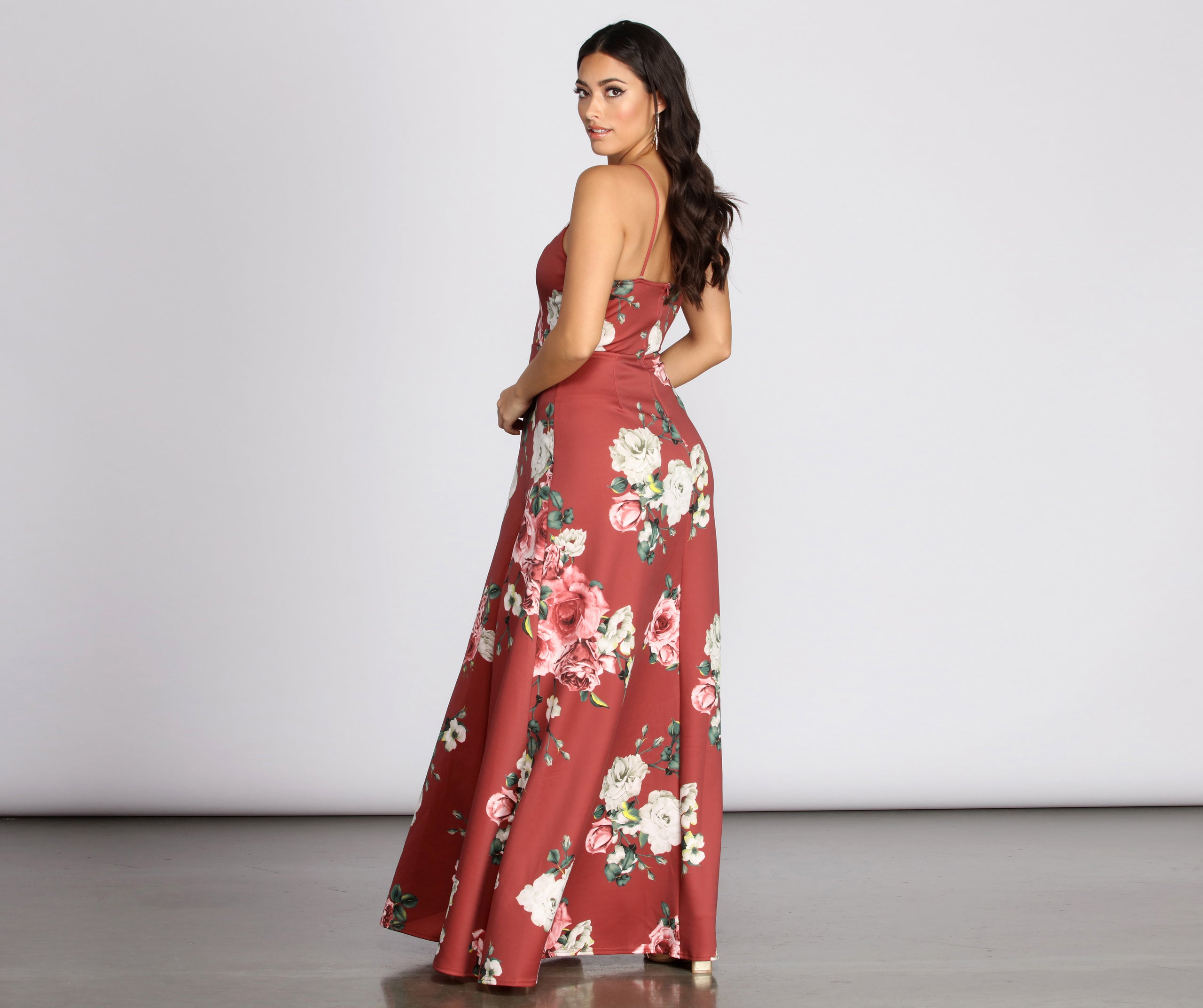 Danya Scuba Floral A-Line Dress