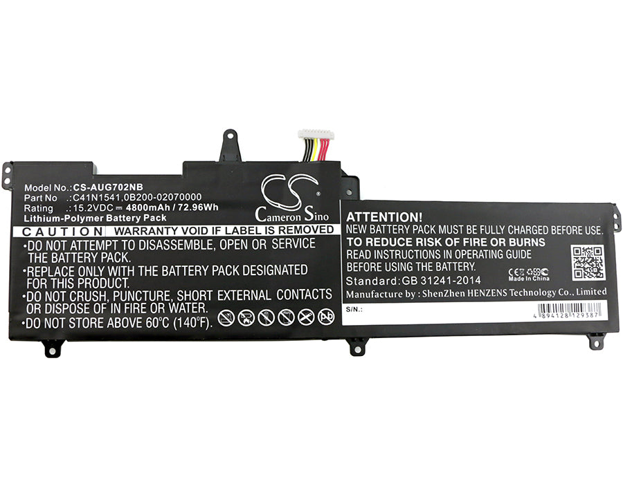 Asus G702VM G702VMGC045T G702VMGC071T G702VMGC0 Replacement Battery BatteryClerkcom Laptop and Notebook