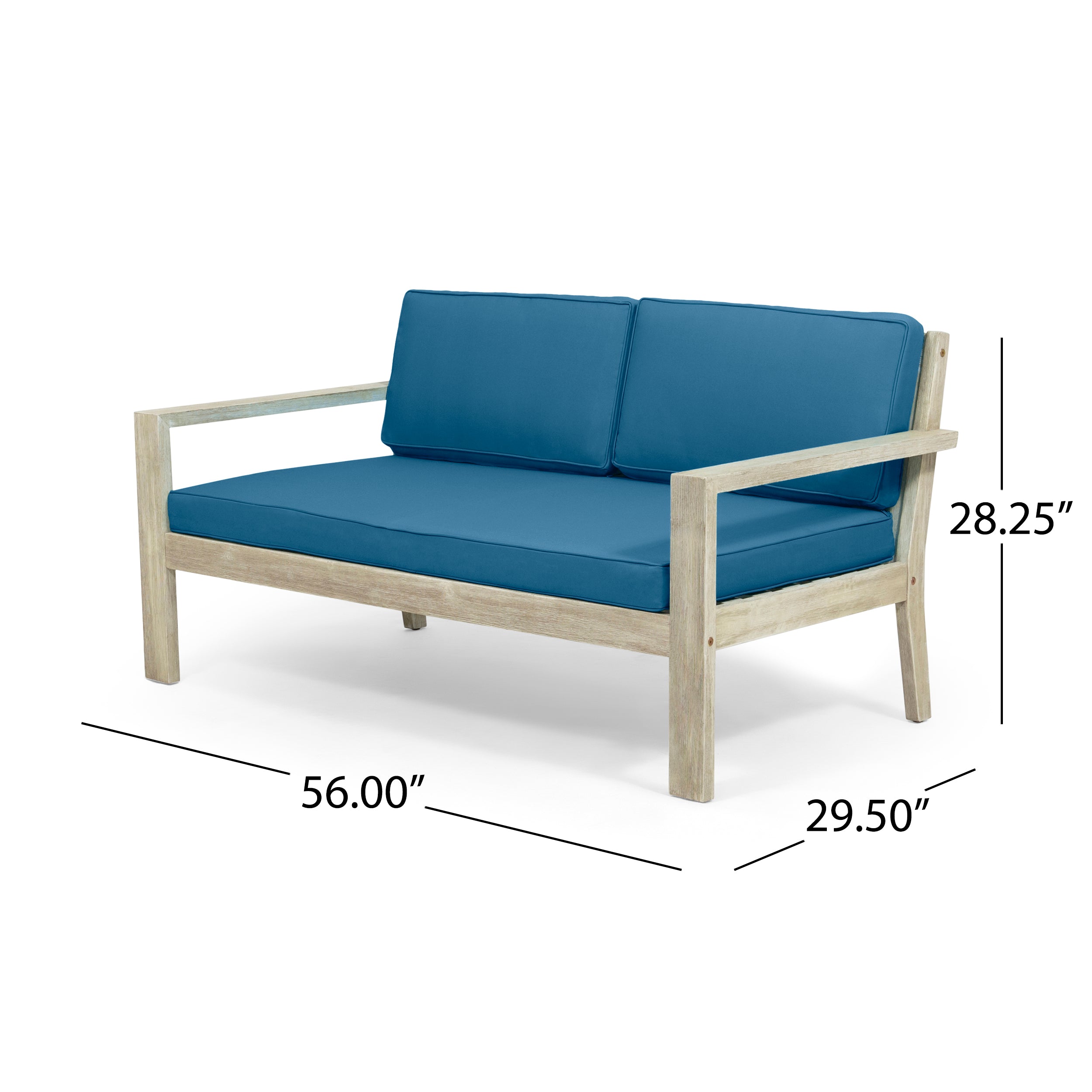 Dominic Outdoor 4 Seater Acacia Wood Chat Set with Cushions