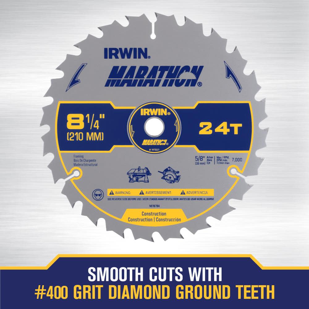 IRWIN  SAW BLADE 8 1/4 24T MARATHON CD ;