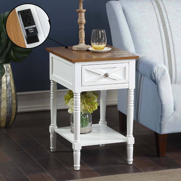 Country Oxford End Table With Charging Station Johar Furniture