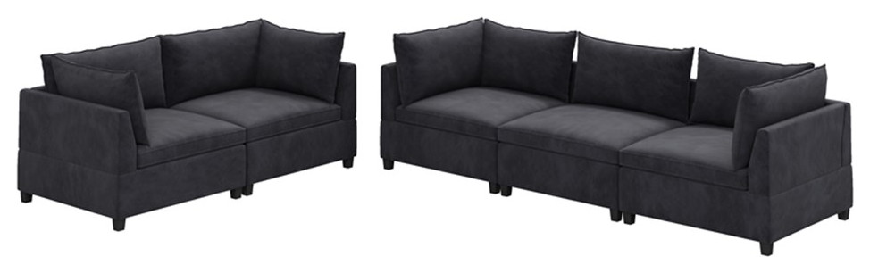 Devion Furniture Modern Fabric 2 Piece Sectional Sofa Set Dark Gray   Sectional Sofas   by Homesquare  Houzz