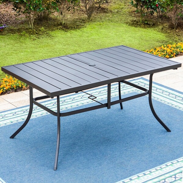 MAISON ARTS Patio Dining Set 7 Piece Metal Rectangle Patio Table with 2.6