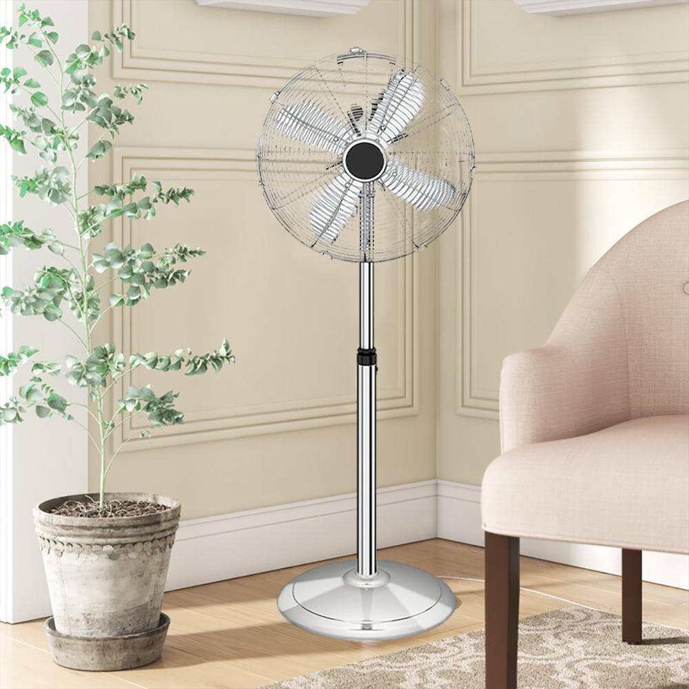 Amucolo 16 in. 3-Speed Adjustable-Height Stand Fan Pedestal Fan in Silver Horizontal Ocillation 75 DHS-CYHI-TALF