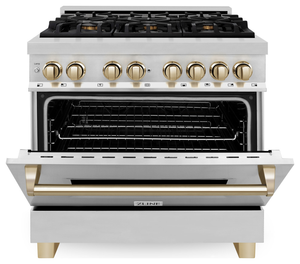 ZLINE Autograph 36 quot4.6 cu. ft. Dual Range  Stainless Steel   Gas Ranges And Electric Ranges   by Buildcom  Houzz