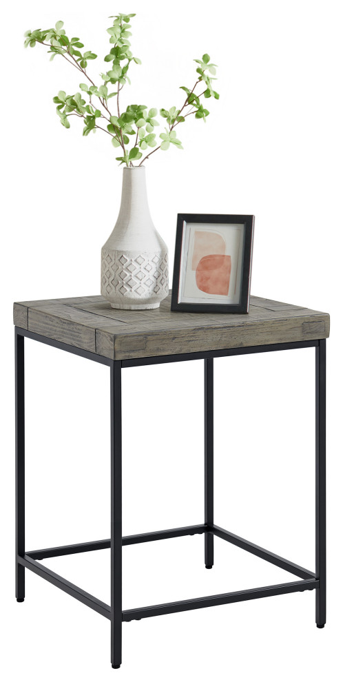 End Table   Industrial Modern Side Table with Wood Top and Metal Frame   Industrial   Side Tables And End Tables   by Trademark Global  Houzz