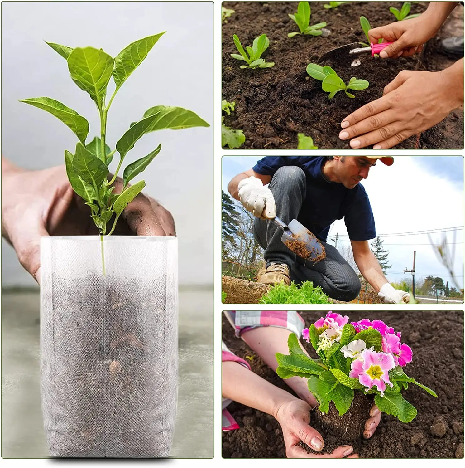 Plant Nursery Bags Non Woven Cloth Biodegradable Nursery Bags Garden Supplies For Vegetable Flower Saplings Tree Agriculture