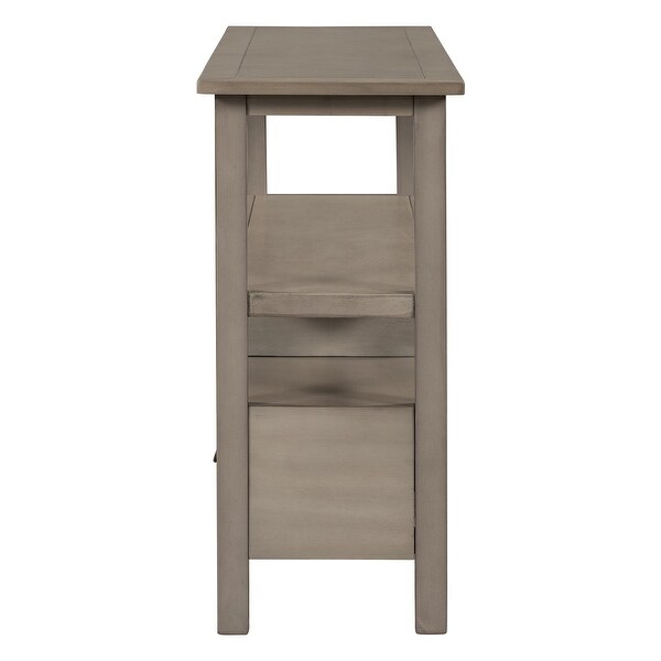 Rustic Solid Console Table Double-Storey Tabletop with Three Drawers