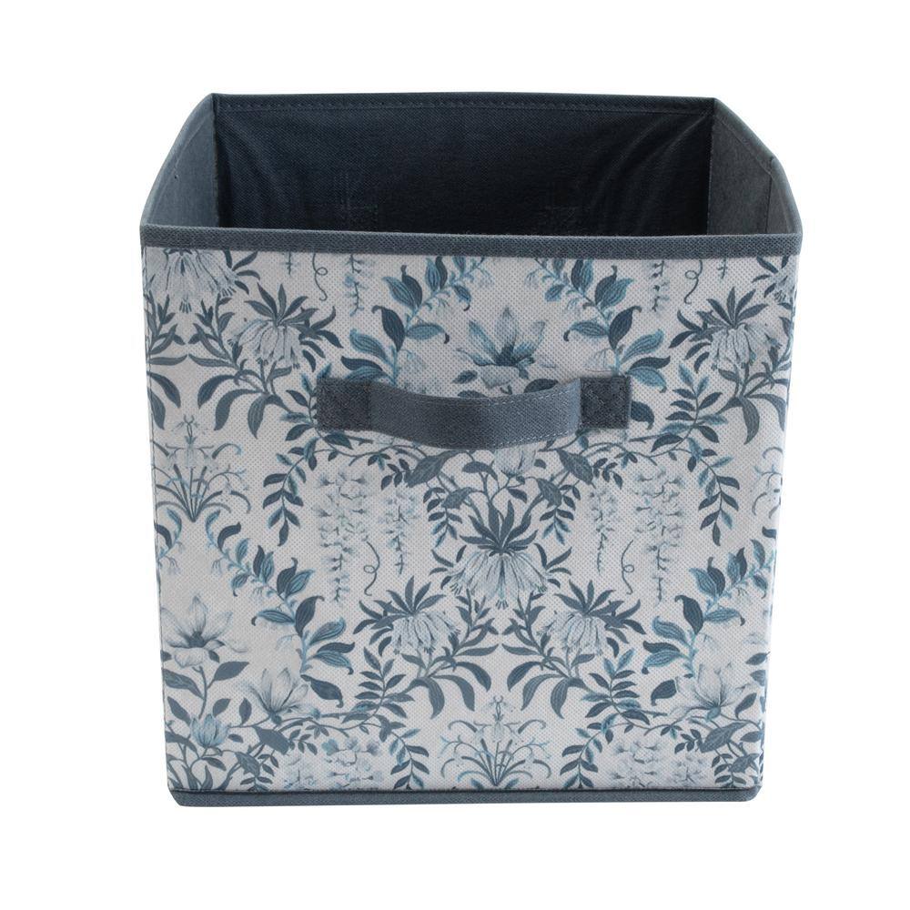 Laura Ashley Blue Collapsible 12 in. Cube Storage Bin in Parterre LA-95830