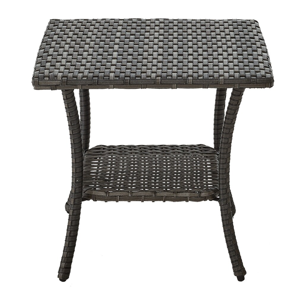 Pocassy Outdoor Wicker Side Table  Patio Rattan End Table Brown