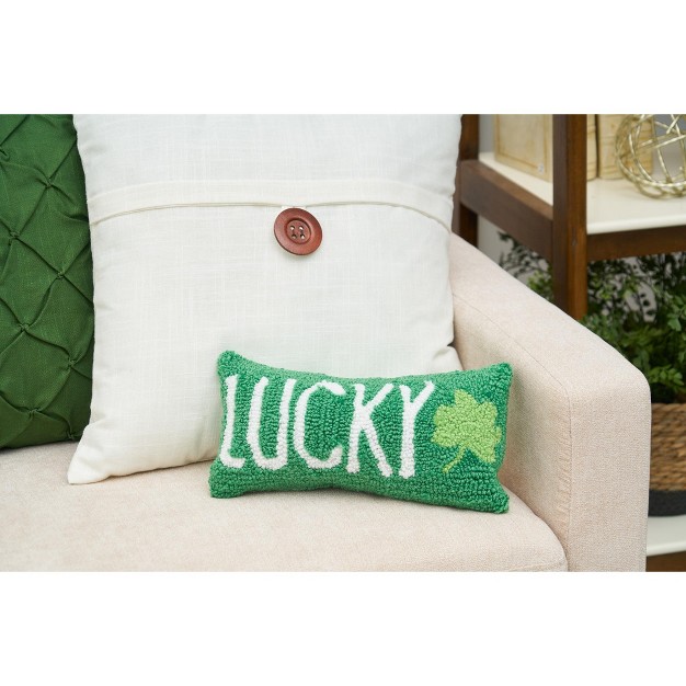 X 12 quot Lucky Clover St Patrick x27 s Day Hooked Pillow